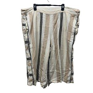 Anthropologie Striped Linen-Cotton Wide-Leg cropped Pants size 3X